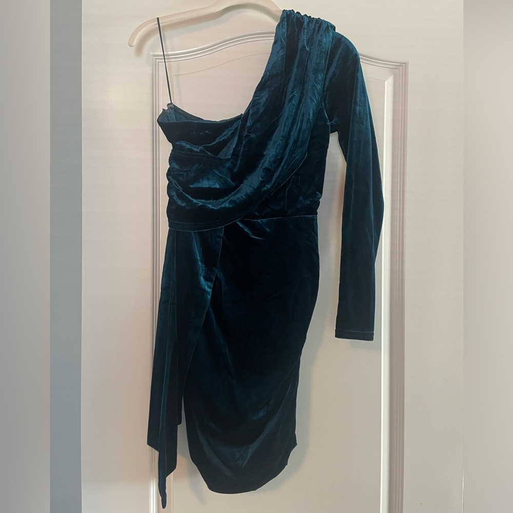 One Shoulder Velour Cocktail Dress